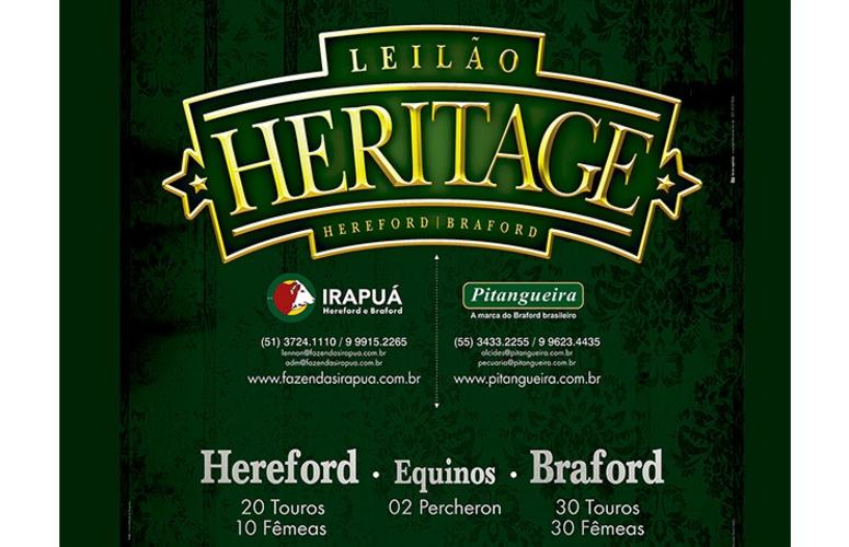 Leilão Heritage oferta animais Hereford e Braford